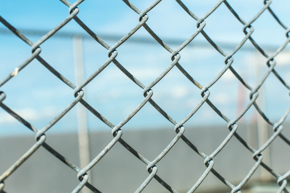 Fence,With,Metal,Grid,In,Perspective